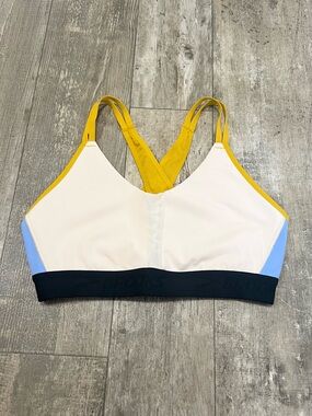 BROOKS Drive Plunge Run Bra 2.0 Medium Impact Sports Bra Womens XL Yellow Blue
